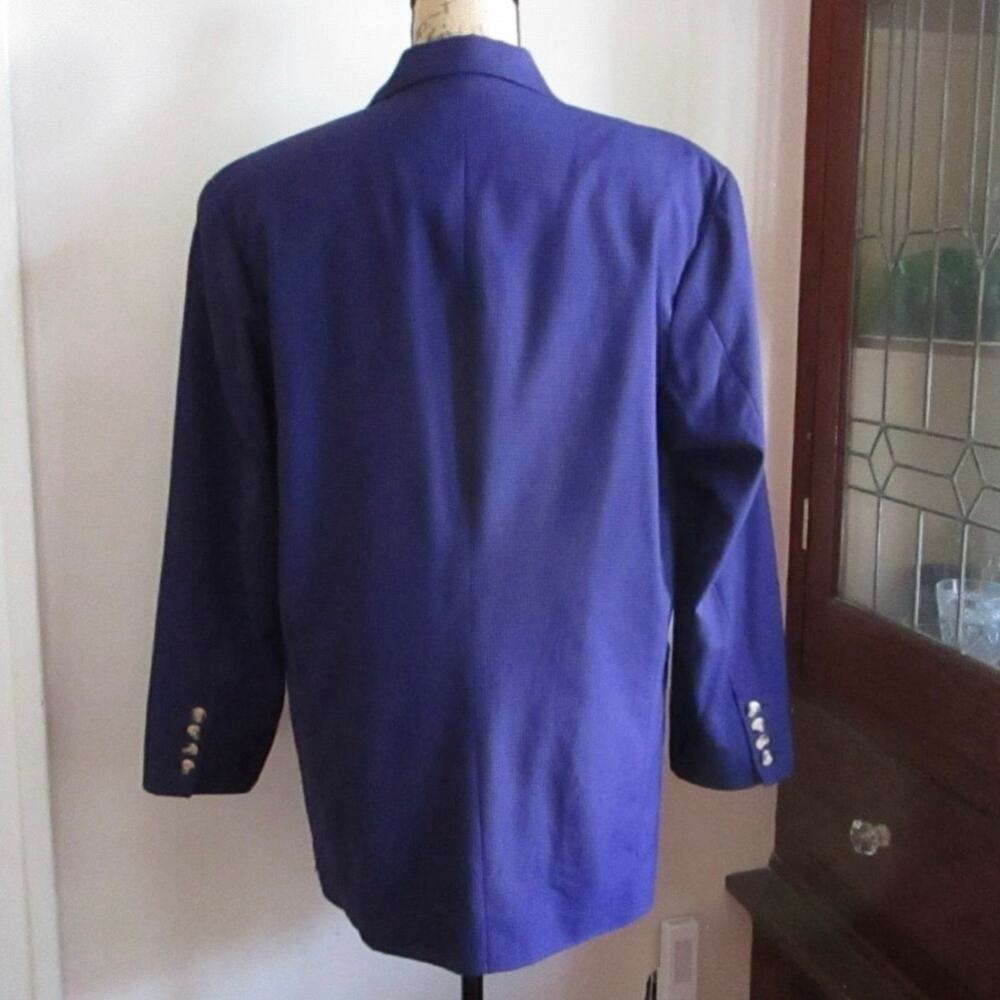 Vintage Contempo Casuals Blazer Small Purple Black Plaid Power Boxy Jacket 80s - Picture 5 of 16